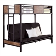 Benjara Wooden & Metal Twin Futon Base Bunk Bed- Black