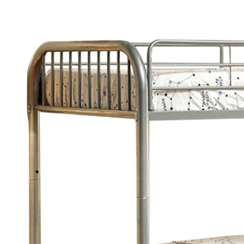 Benjara Elegant Metal Twin/Twin Bunk Bed- Silver