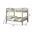 Benjara Full Size Metal Bunk Bed With moveable ladder- Gold