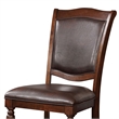 Benjara Wooden Side Chair with Leatherette Cushioned Seating- Brown (Set of 2)