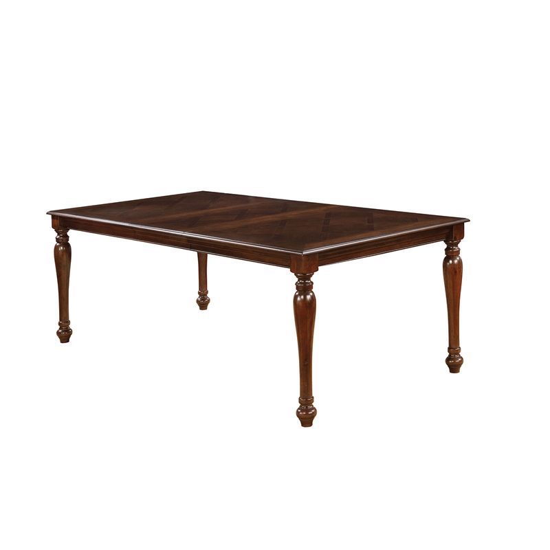 Benjara Rectangular Wooden Dining Table With Turned Legs- Brown