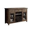 Benjara Wooden Server with Wine Holder- Brown