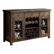 Benjara Wooden Server with Wine Holder- Brown