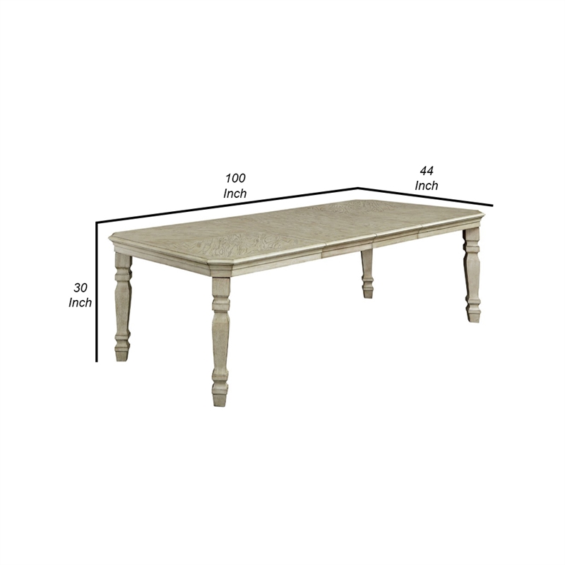 Benjara Holcroft Transitional Style Dining Table- Antiqued White