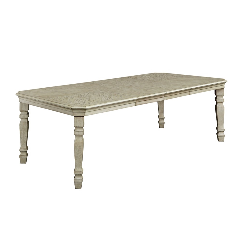 Benjara Holcroft Transitional Style Dining Table- Antiqued White