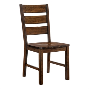 Benjara Wooden Side Chair With Block Legs- Brown- Pack Of Two