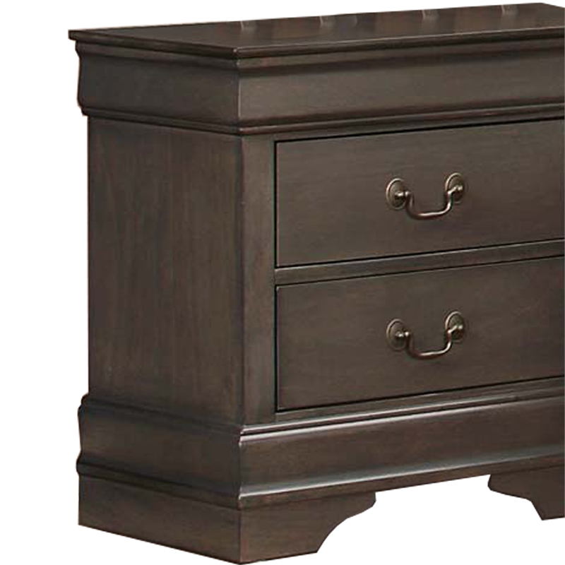 Benjara Wooden Solid Grey Night stand- Stained Gray