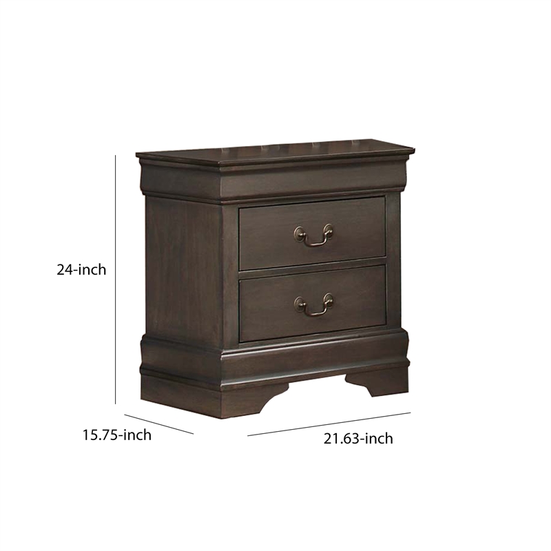 Benjara Wooden Solid Grey Night stand- Stained Gray