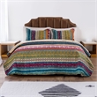 Benjara Tribal Motif Print Cotton Twin Quilt Set with 1 Pillow Sham- Multicolor