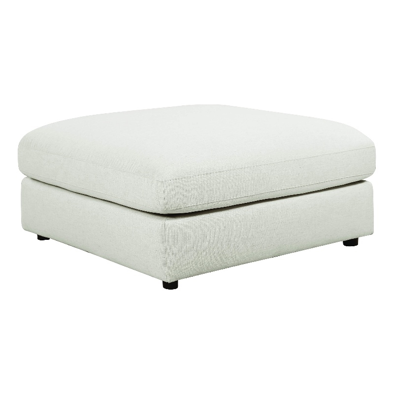 Benjara Upholstered Wooden Ottoman w/ Loose Cushion Seat & Small Feet- Beige