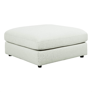Benjara Upholstered Wooden Ottoman w/ Loose Cushion Seat & Small Feet- Beige