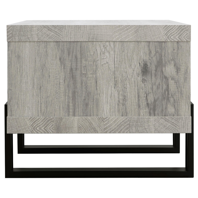 Benjara Modern Driftwood Open Shelf Coffee Table- Gray and Black
