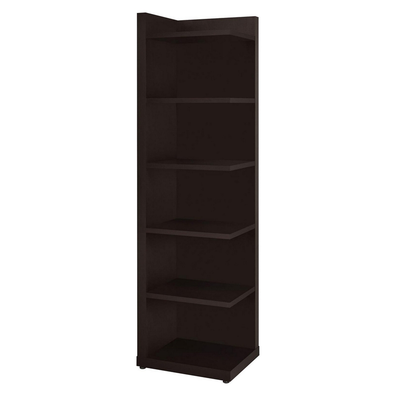 Benjara Radiant Brown Wooden Corner Bookcase