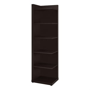 Benjara Radiant Brown Wooden Corner Bookcase
