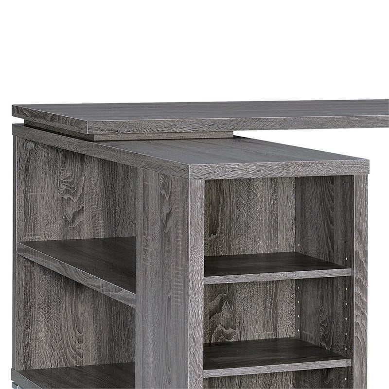Benjara Modern Style Wooden Office Desk- Gray