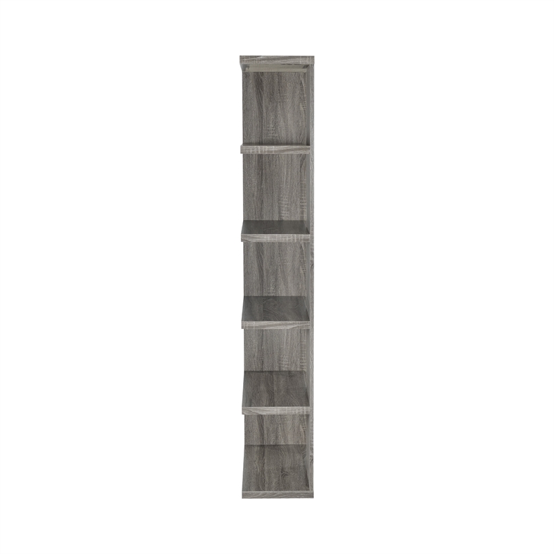 Benjara Spacious Semi Backless Wooden Bookcase- Gray