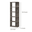 Benjara Spacious Semi Backless Wooden Bookcase- Gray