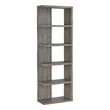Benjara Spacious Semi Backless Wooden Bookcase- Gray