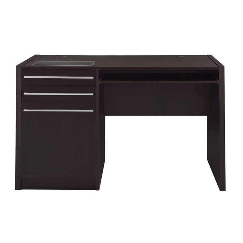 Benjara Contemporary Wooden Connect IT Computer Desk- Brown
