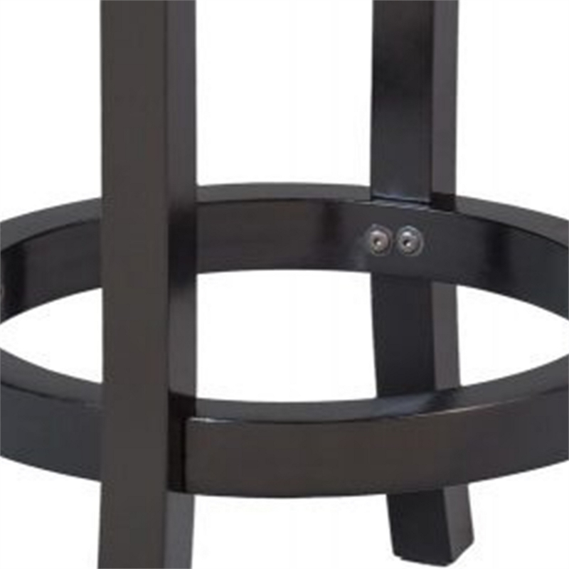 Benjara Nailhead Trim Round Leatherette Swivel Counter Stool w/ Flared Leg-Black