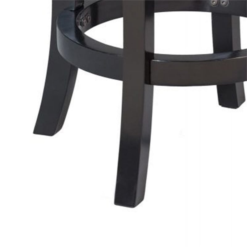 Benjara Nailhead Trim Round Leatherette Swivel Counter Stool w/ Flared Leg-Black