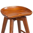 Benjara Contoured Seat Wooden Swivel Counter Stool with Angled Legs-Walnut Brown