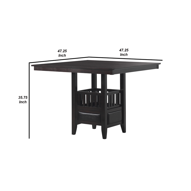 Benjara Transitional Style Counter Height Table- Espresso Brown