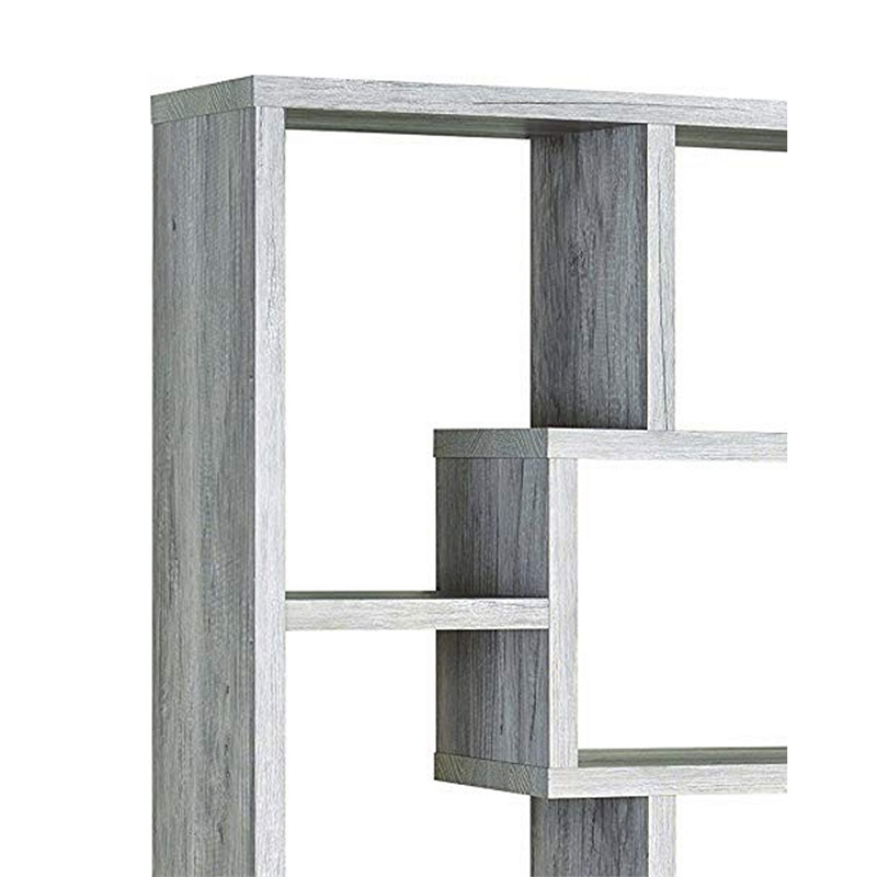 Benjara Modish Wooden Bookcase With Multiple Shelves- Gray