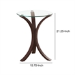 Benjara Contemporary Wood Accent Table- Tempered Glass Top- Brown- Clear