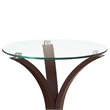 Benjara Contemporary Wood Accent Table- Tempered Glass Top- Brown- Clear