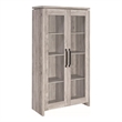 Benjara 2 Door Curio Cabinet with Glass Panels- Adjustable Shelves- Gray
