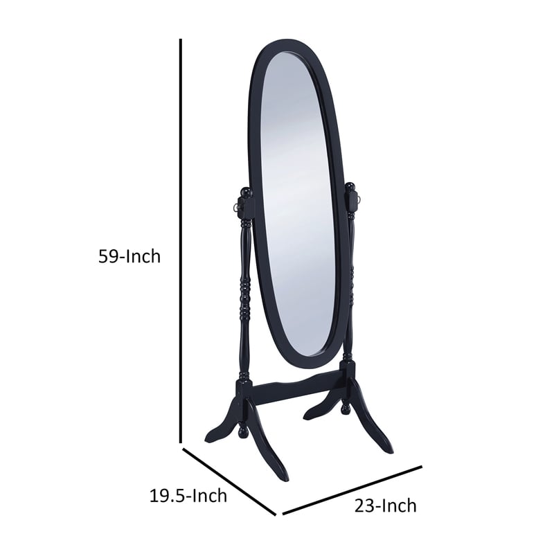 Benjara Aesthetically Charmed Oval Shaped Cheval Mirror- Black