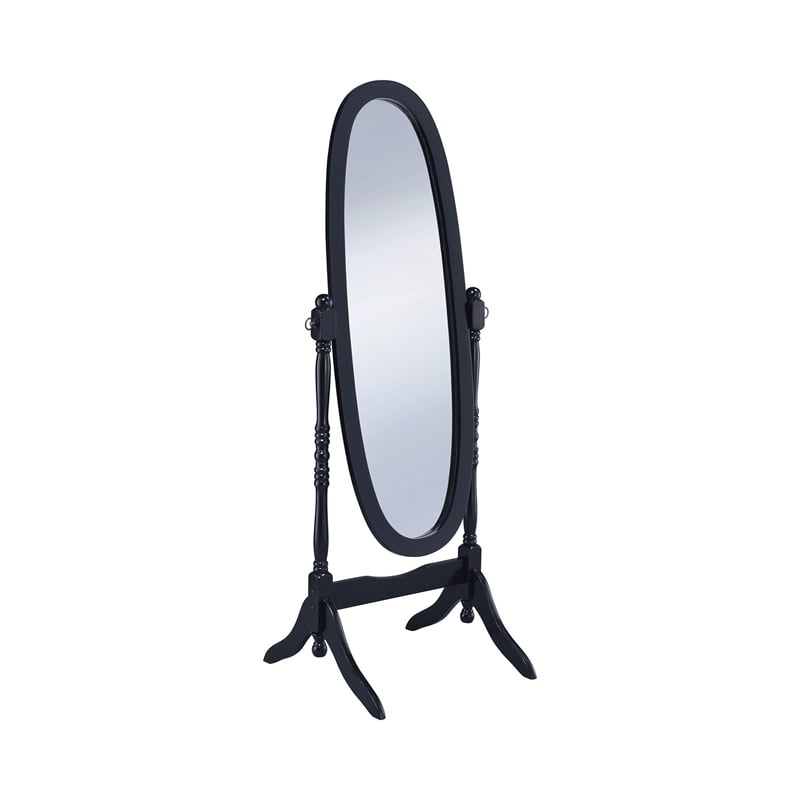 Benjara Aesthetically Charmed Oval Shaped Cheval Mirror- Black