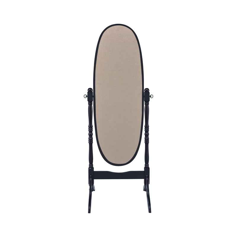 Benjara Aesthetically Charmed Oval Shaped Cheval Mirror- Black