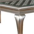 Benjara Glass Inserted Wooden Dining Table With Expandable Leaf- Silver