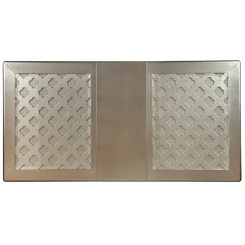 Benjara Glass Inserted Wooden Dining Table With Expandable Leaf- Silver