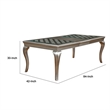 Benjara Glass Inserted Wooden Dining Table With Expandable Leaf- Silver