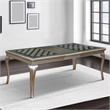 Benjara Glass Inserted Wooden Dining Table With Expandable Leaf- Silver