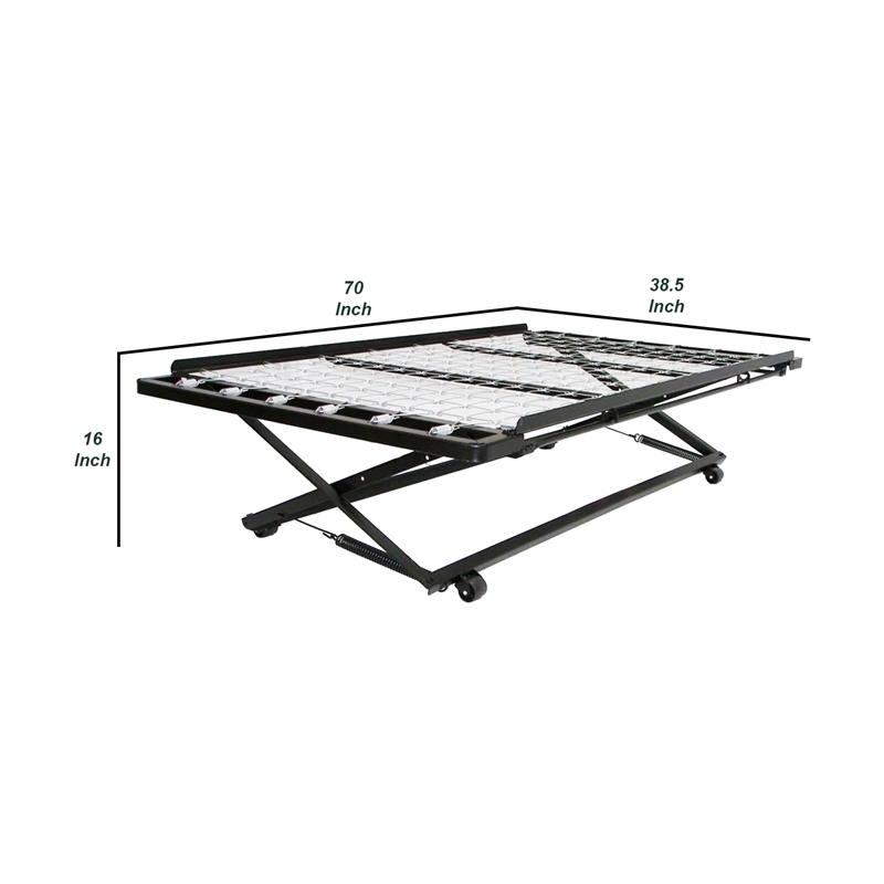 Benjara Pop Up Trundle of High Carbon Rail Steel- Black