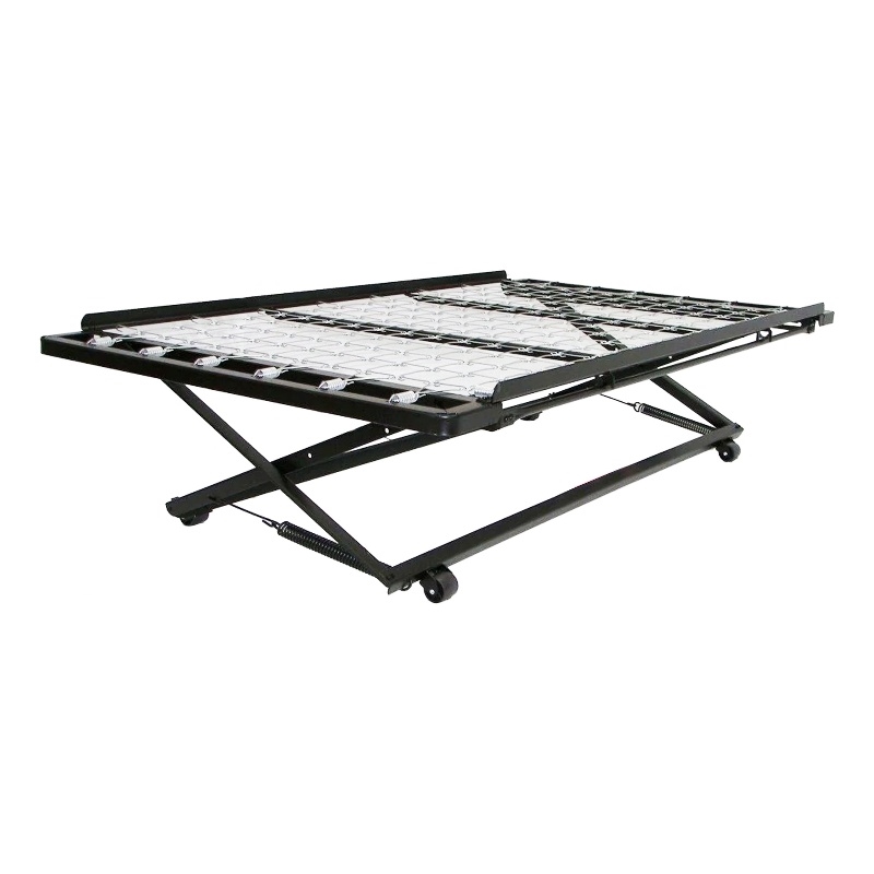 Benjara Pop Up Trundle of High Carbon Rail Steel- Black