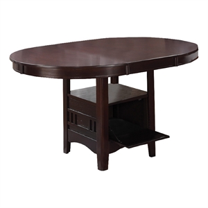 Benjara Wooden Dining Table With Storage Compartment- Espresso Brown