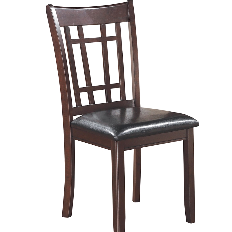 Benjara Contemporary Armless Dining Side Chair-Espresso Brown & Black (Set of 2)