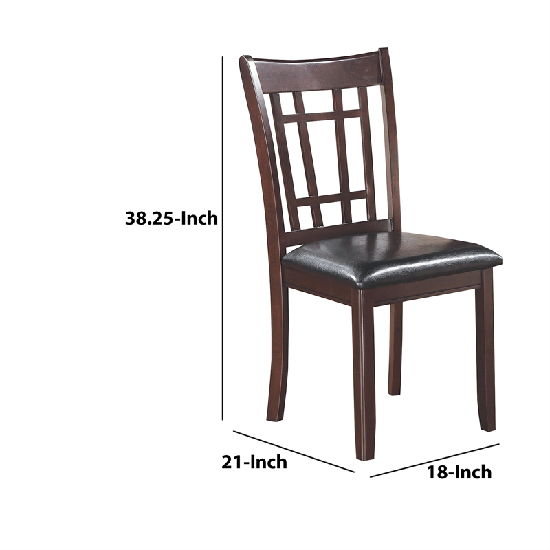 Benjara Contemporary Armless Dining Side Chair-Espresso Brown & Black (Set of 2)