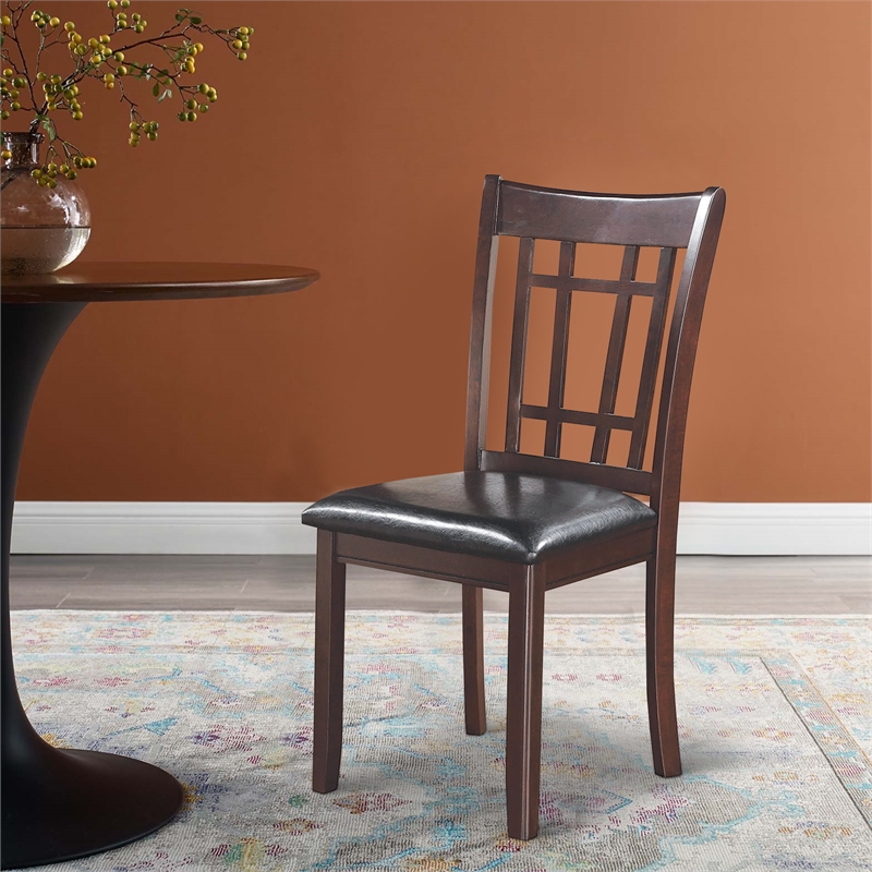 Benjara Contemporary Armless Dining Side Chair-Espresso Brown & Black (Set of 2)