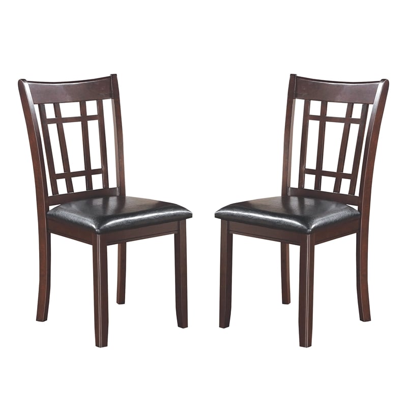 Benjara Contemporary Armless Dining Side Chair-Espresso Brown & Black (Set of 2)