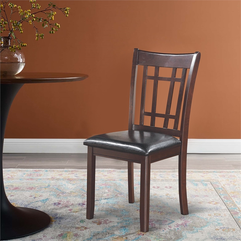Benjara Contemporary Armless Dining Side Chair-Espresso Brown & Black (Set of 2)