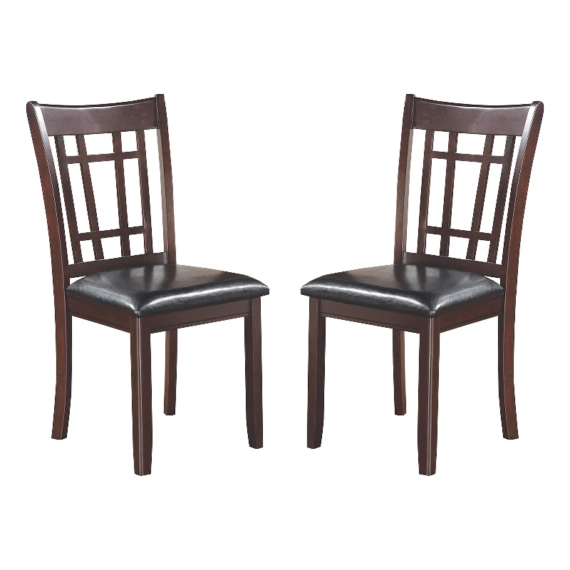 Benjara Contemporary Armless Dining Side Chair-Espresso Brown & Black (Set of 2)