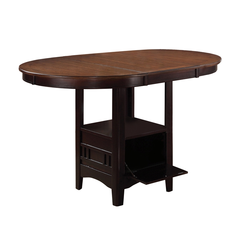 Benjara Dual Tone Counter Height Dining Table With Storage Base- Brown