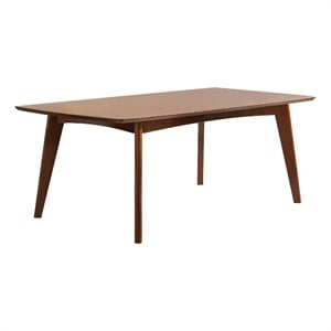 Benjara Mid century Modern Wooden Dining Table- Dark Walnut Brown