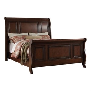 Benjara Marvelous Wooden C.King Bed- Antique Cherry Finish